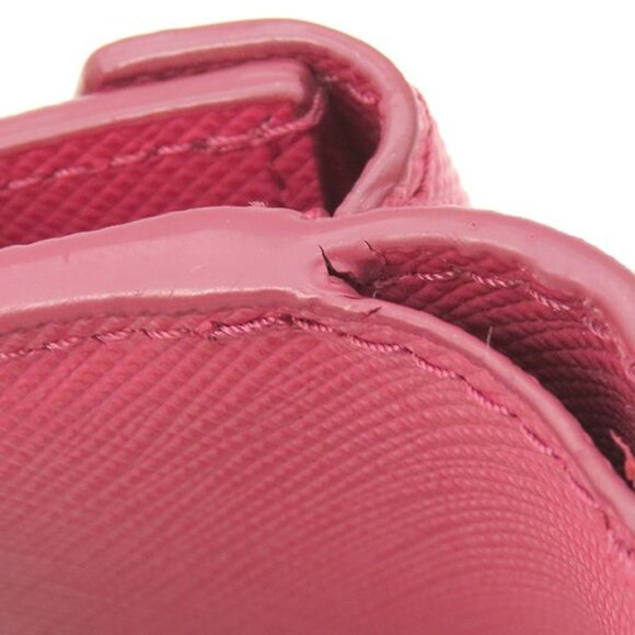 Prada Trifold Wallet Metal Logo Leather Pink Gold Hardware Compact Wallet - Picture 7 of 13